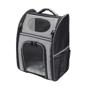 Black Pet Carrier Backpack with Safety Features and Cushion