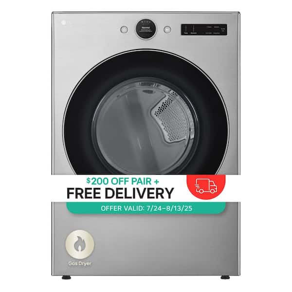 7.4 cu. ft. Vented Stackable SMART Gas Dryer in Graphite Steel with TurboSteam and AI Sensor Dry Technology