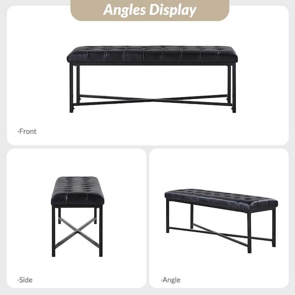 JAYDEN CREATION Cristian Black Genuine Leather Tufted