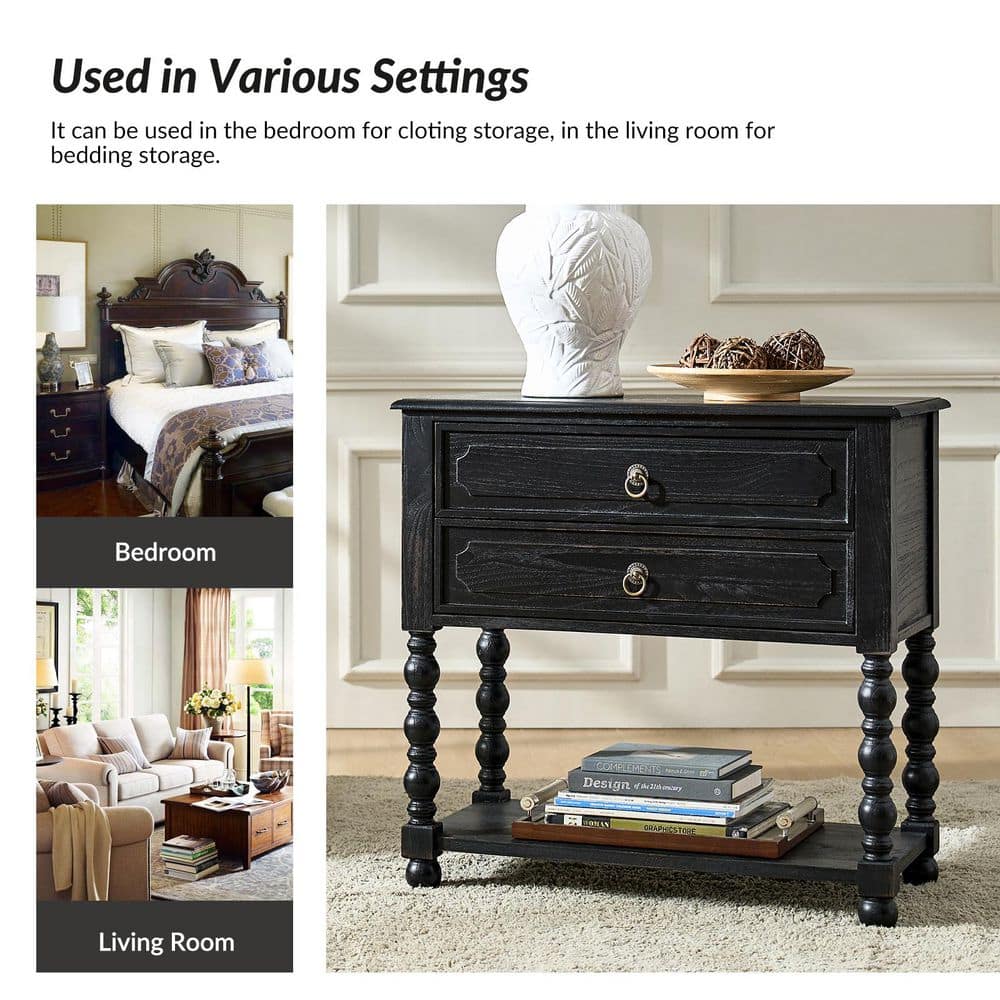 June 30 in. Blue Square Wood End Table with Built-in Charging Outlets - thumbnail 7