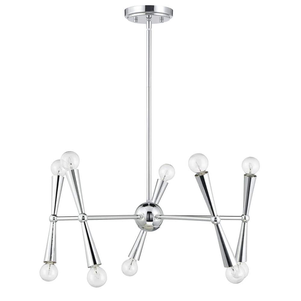 Meridian 24 in. W x 10 in. H 10-Light Chrome Contemporary Chandelier price history on PriceWatchPro