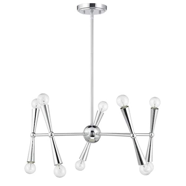 Meridian 24 in. W x 10 in. H 10-Light Chrome Contemporary Chandelier