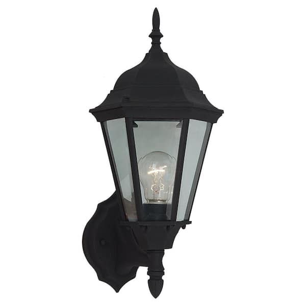 Generation Lighting Bakersville 1-Light Outdoor Black Wall Lantern Sconce Fixture