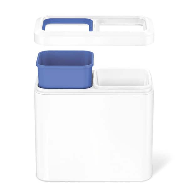 20L Slim Open Top Dual Compartment Commercial Trash Can, White Steel