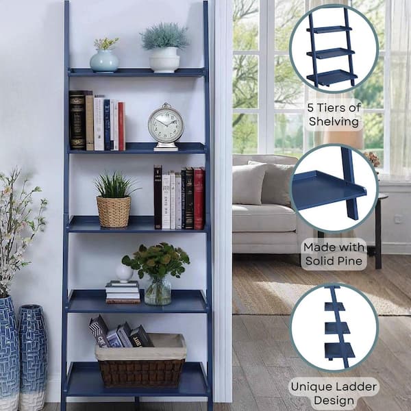 American Heritage 72 in. (H) Cobalt Blue Wood 5 - -Shelf Ladder