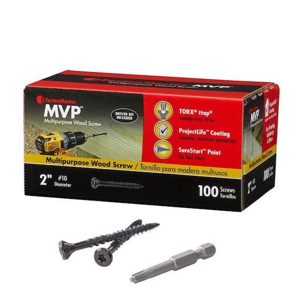 FastenMaster 10 x 2 in. Trox TTAP Drive Sure Sink Flat Head MVP Multi-Purpose Wood Screw (100-Pack)