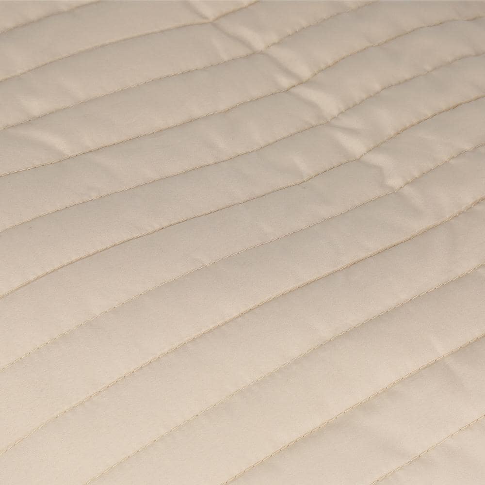 Tan Quilted Fabric Air Conditioner Cover with Plastic Liner