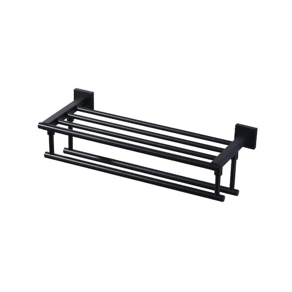 WOWOW 20 in. Wall Mounted Double Towel Bar in Matte Black