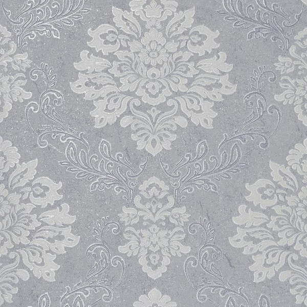 Arthouse Harriet Grey Damask Wallpaper Sample