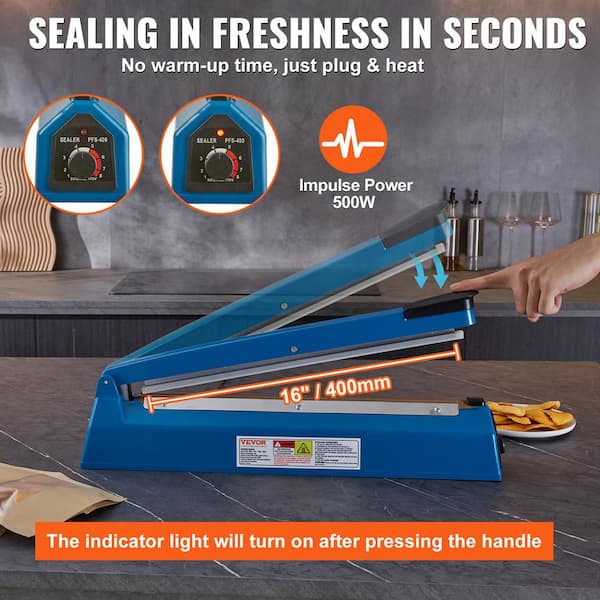 VEVOR Impulse Sealer 12 inch Manual Heat Seal Machine with Adjustable Heating Mode ABS Shrink Wrap Bag Sealers for Plastic Mylar PE PP Bags Portable