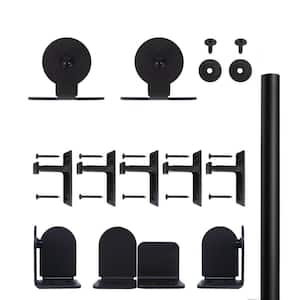 96 in. Top Mount Black Sliding Barn Door Round Track and Hardware Kit