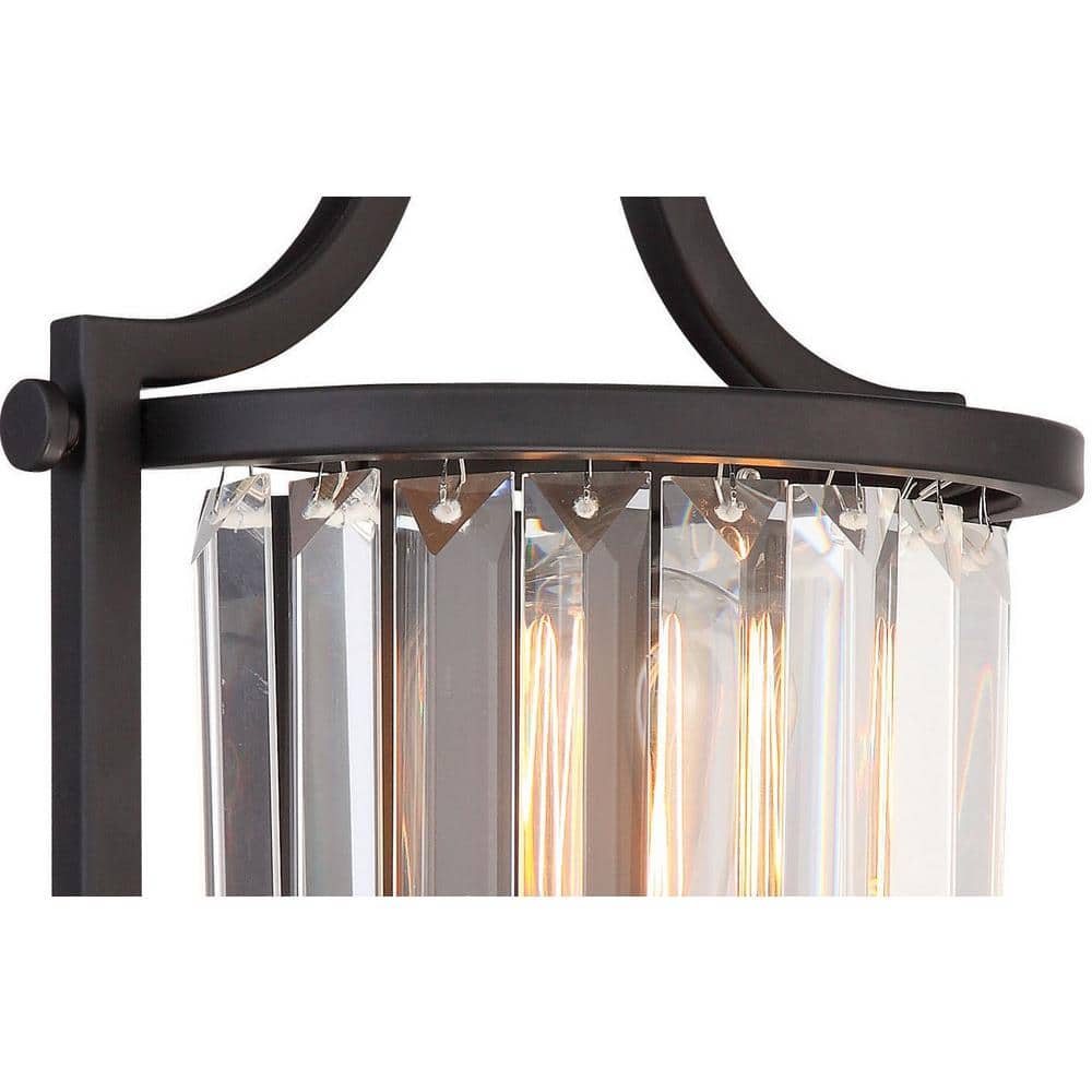 Curved Bronze 12.75" Dimmable Wall Sconce with Crystal Shade