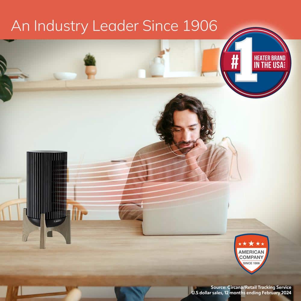 Black Ceramic Convection Space Heater with Adjustable Thermostat