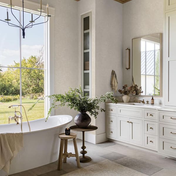 Pure Salt Taupe Faux Roman Clay Textured Vinyl Peel and Stick Wallpaper Roll (60.75 sq. ft. )