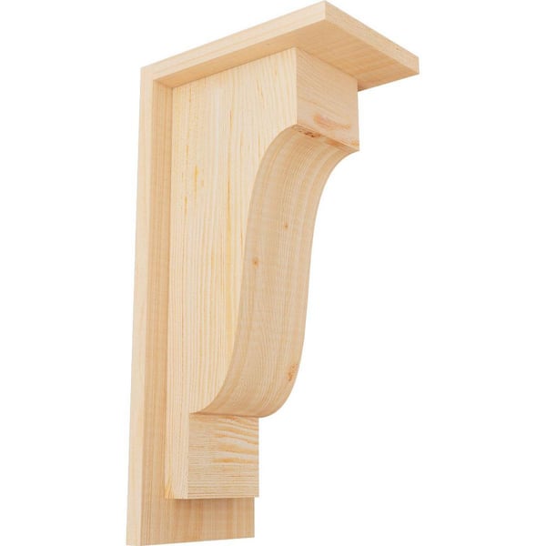 Ekena Millwork 5-1/2 in. x 8 in. x 16 in. Newport Smooth Douglas Fir Corbel with Backplate