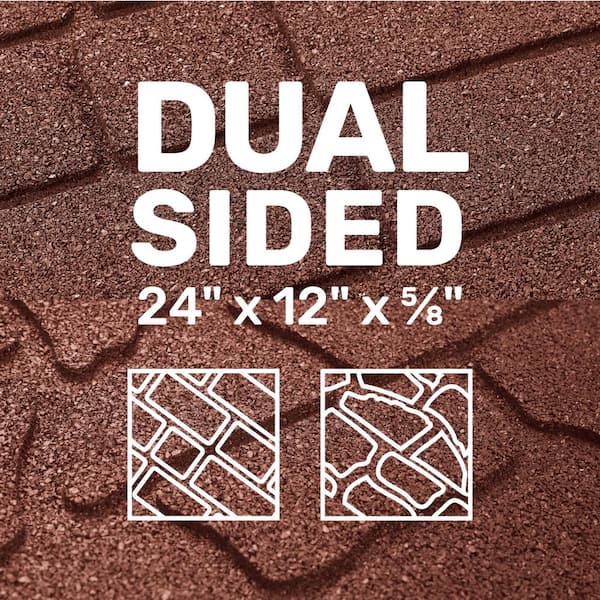 Vigoro 24 in. x 12 in. x 5/8 in. Red Interlocking Dual-Sided Rubber Paver (60-Pack)