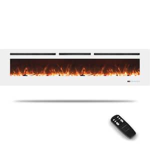 72 in. Electric Fireplace Inserts, Wall Mounted with 13 Flame Colors, Thermostat in White