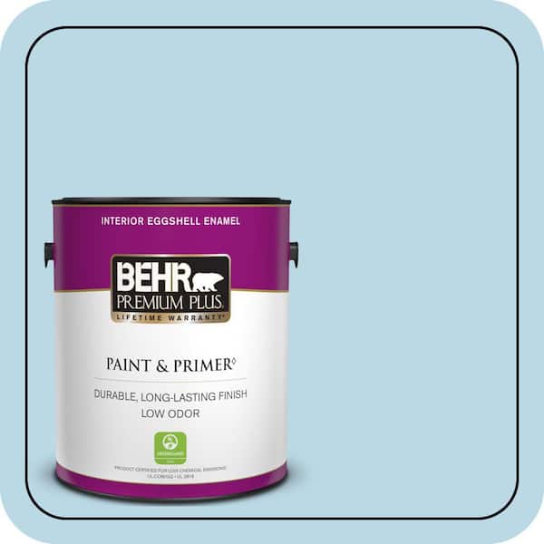 BEHR PREMIUM PLUS 1 gal. #M490-1 Breezy Blue Eggshell Enamel Low Odor Interior Paint & Primer