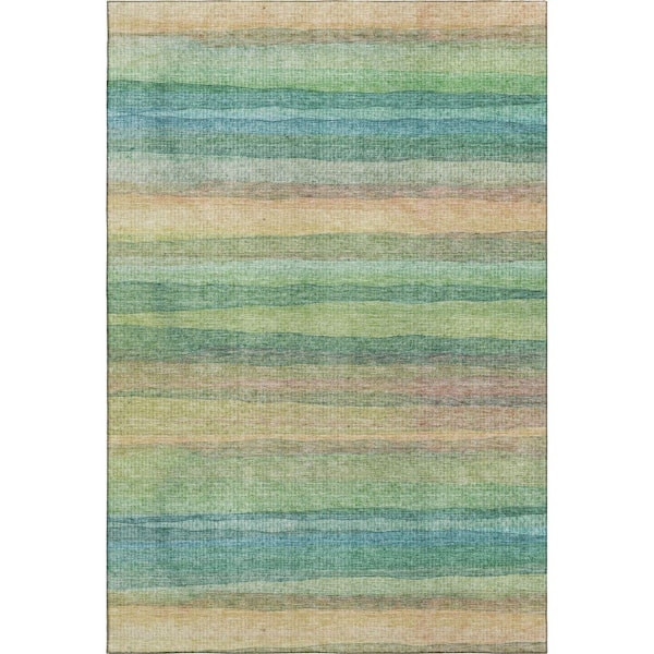 Mayfield Premium Machine Washable Abstract AMF2093 Aloe 9 ft. x 12 ft. Area Rug