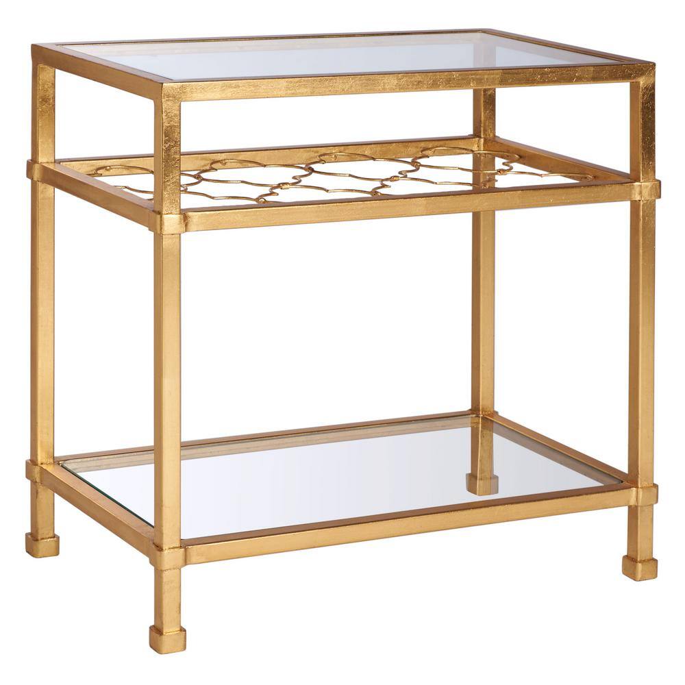 Hanzel Gold Leaf Glass Top Rectangular Side Table