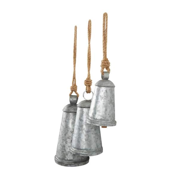 Litton Lane Brass Silver Bell Wall Decor with Anchor Backing