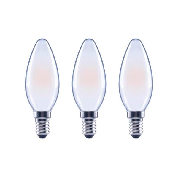EcoSmart 60-Watt Equivalent B11 Dimmable Candelabra ENERGY STAR Frosted Glass Vintage Edison LED Light Bulb Bright White (3-Pack)