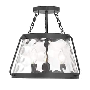 Crawford 15 in. 3-Light Matte Black Semi-Flush Mount