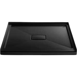 Archer 48 in. L x 48 in. W Alcove Shower Pan Base with Center Drain and Removable Drain Cover in Black