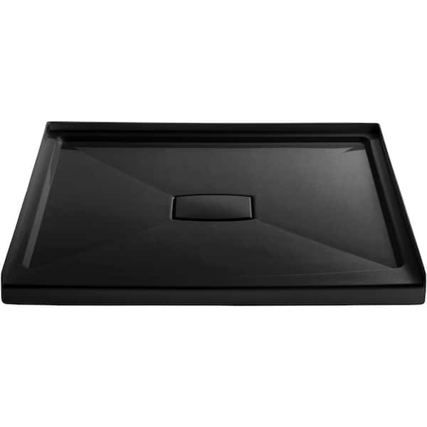KOHLER Archer 48 in. L x 48 in. W Alcove Shower Pan Base with Center Drain and Removable Drain Cover in Black