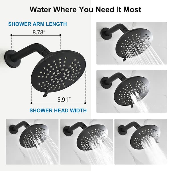 Tomfaucet 2-Spray Patterns 6 in. Wall Mount Dual Shower