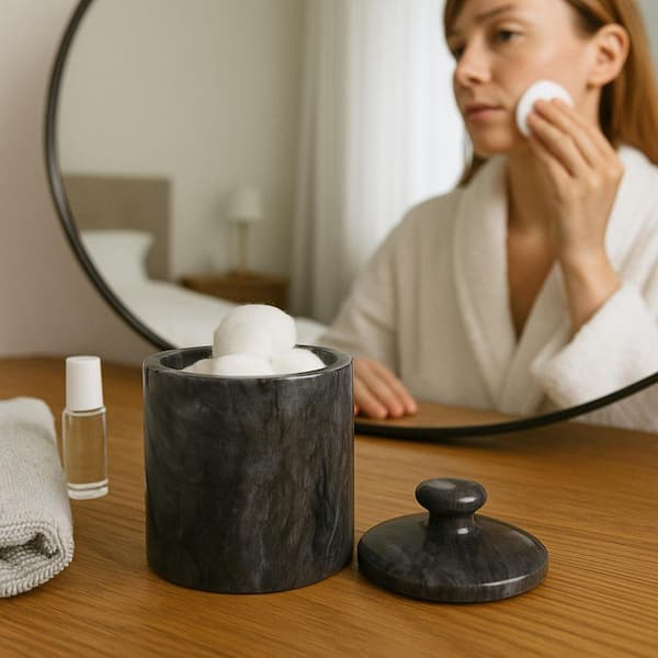 Creative Home Natural Marble SPA Collection Cotton Ball, Q-Tip