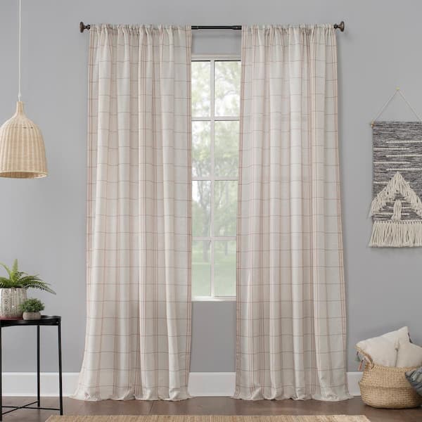 Castille Blush/Linen Polyester 54 in. W x 84 in. L Rod Pocket Light Filtering Curtain (Single Panel)