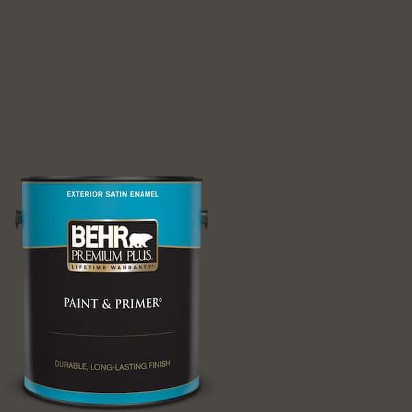 BEHR PREMIUM PLUS 1 gal. #780F-7 Stealth Jet Satin Enamel Exterior Paint & Primer