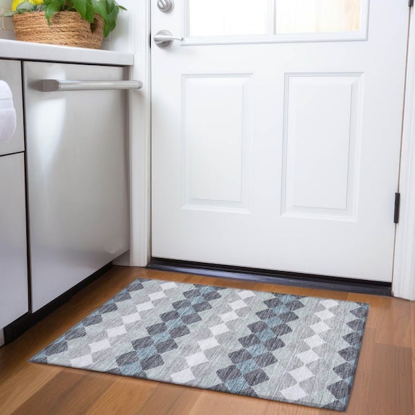 Mayfield Premium Machine Washable Abstract AMF1007 Gray 2 ft. x 3 ft. Area Rug