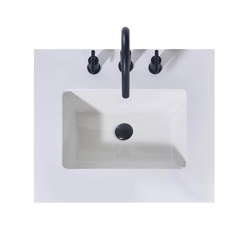 24" Snow White Ceramic Bathroom Vanity Top with Sink