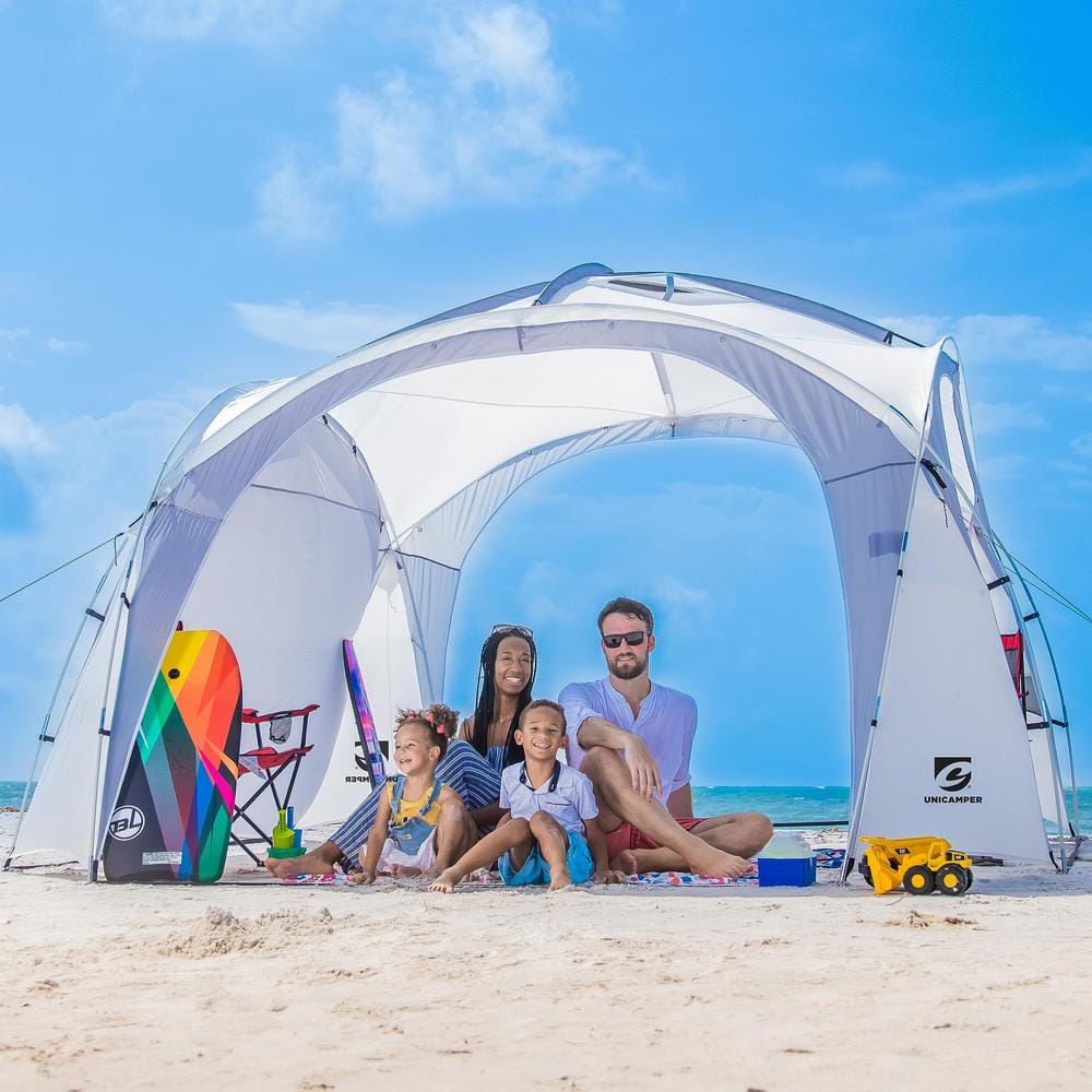 12 ft. x 12 ft. White Large UPF50 Plus Pop Up Canopy with Side Wall (2 ...