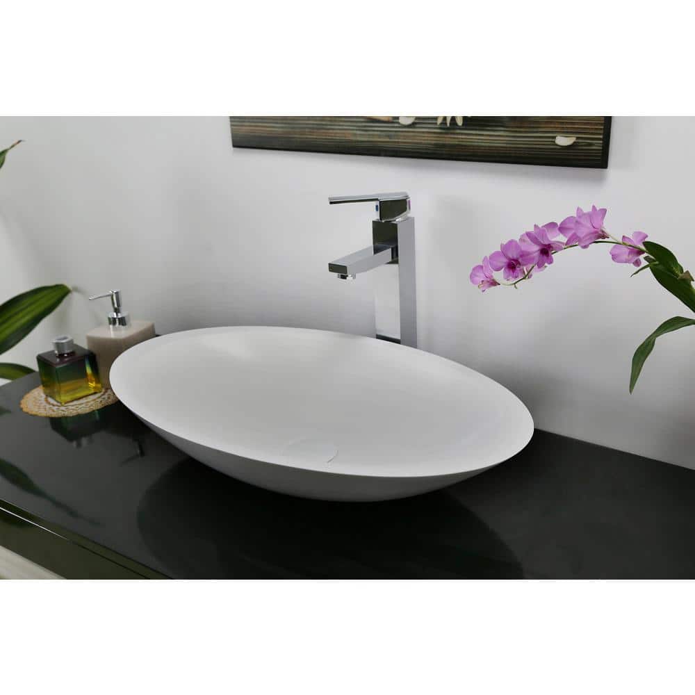 Lila 24'' White Resin Oval Vessel Sink