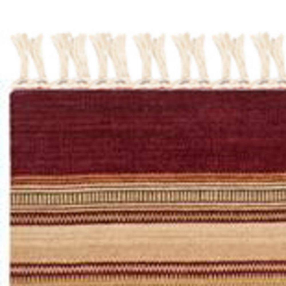 Handwoven Red and Multicolor Wool Striped Runner Rug