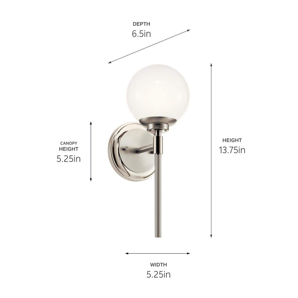 Polished Nickel Opal Glass Dimmable Wall Sconce