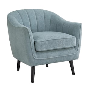 Blue Mid-Century Modern Channel-Tufted Accent Chair With Removable Cushion Cover