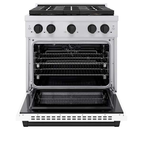 Autograph 30 in 4.2 cu. ft. Dual Fuel Range with 4-Burner Cooktop and Oven in Stainless with White Matte and Matte Black