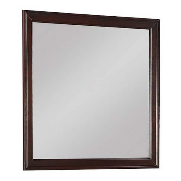 Benjara 1 in. x 38 in. Square Wooden Frame Brown and Silver Dresser Mirror