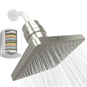 8 in. Square 23-Stage Shower Filter Head with Water Filter Cartridge Reduces Chlorine High Pressure in Brushed Nickel