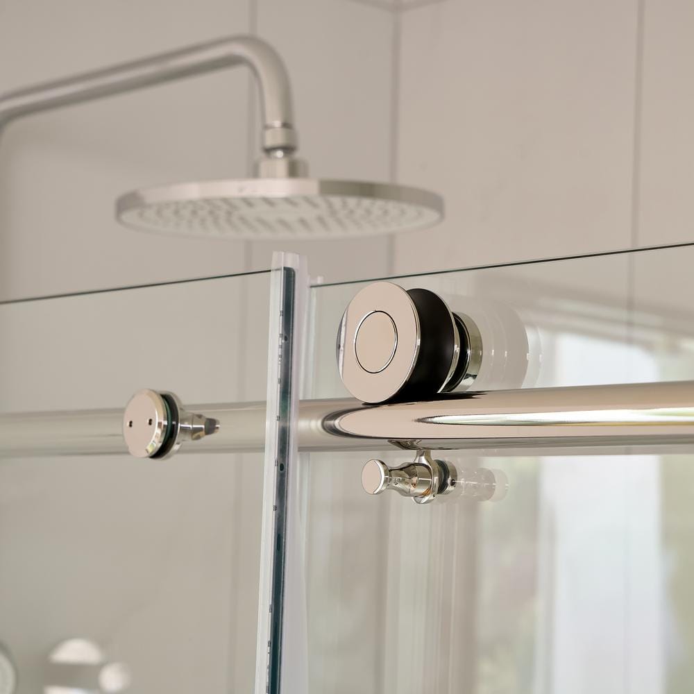Chrome Frameless Single Sliding Shower Door with Clear Glass Panels