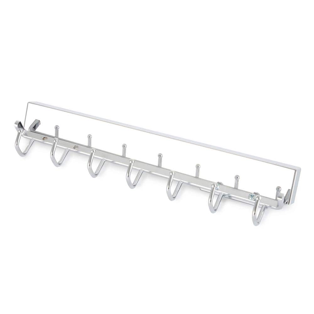 Chrome 14'' Sliding Belt and Accessory Rack with 7 Hooks