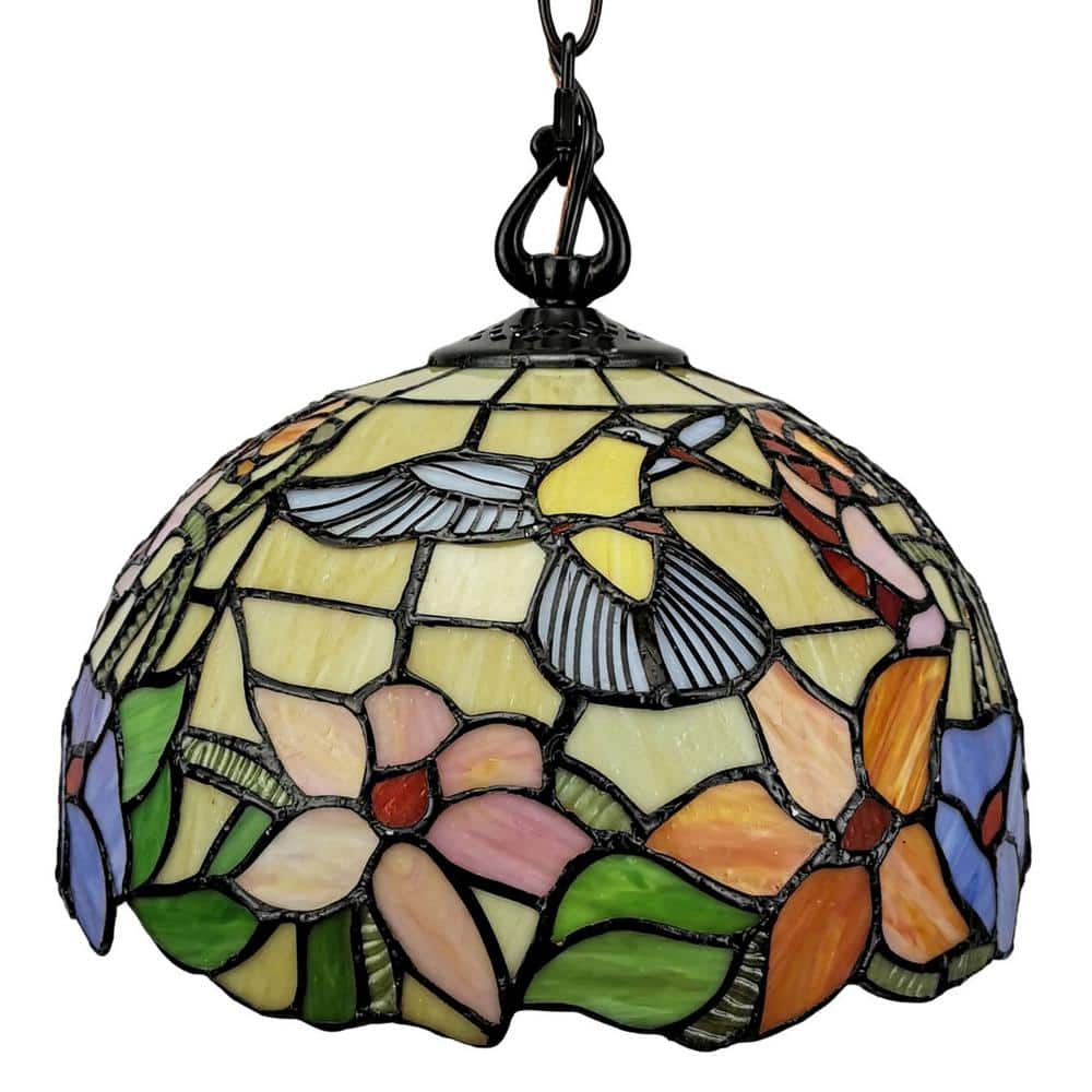 Vintage Tiffany Style 15" Brown Glass Pendant Lamp