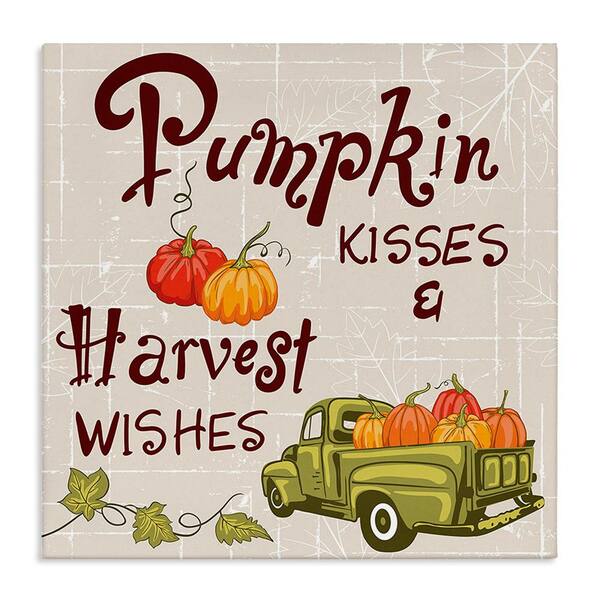 Stupell Industries Farmhouse Pumpkin Kisses byDiane Labombarbe 1-Piece Unframed Graphic Print Typography Poster Art Print 36 in. x 36 in.