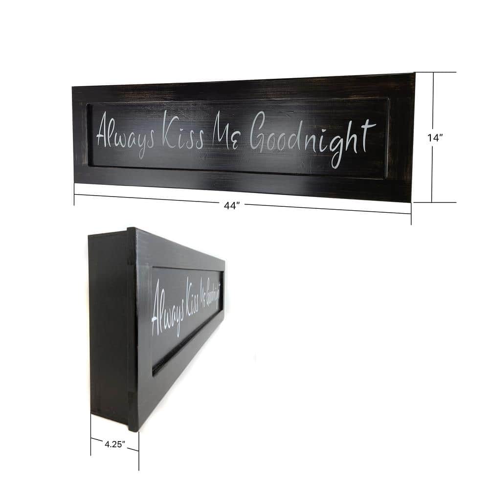 Black Distressed Wood Wall Decor with Hidden Gun Compartment