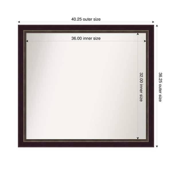 Amanti Art Signore Bronze 40.25 in. x 36.25 in. Custom Non-Beveled Wood Framed Bathroom Vanity Wall Mirror