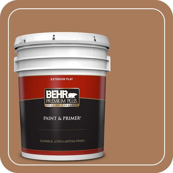 BEHR PREMIUM PLUS 5 gal. #260F-6 Smokey Topaz Flat Exterior Paint & Primer